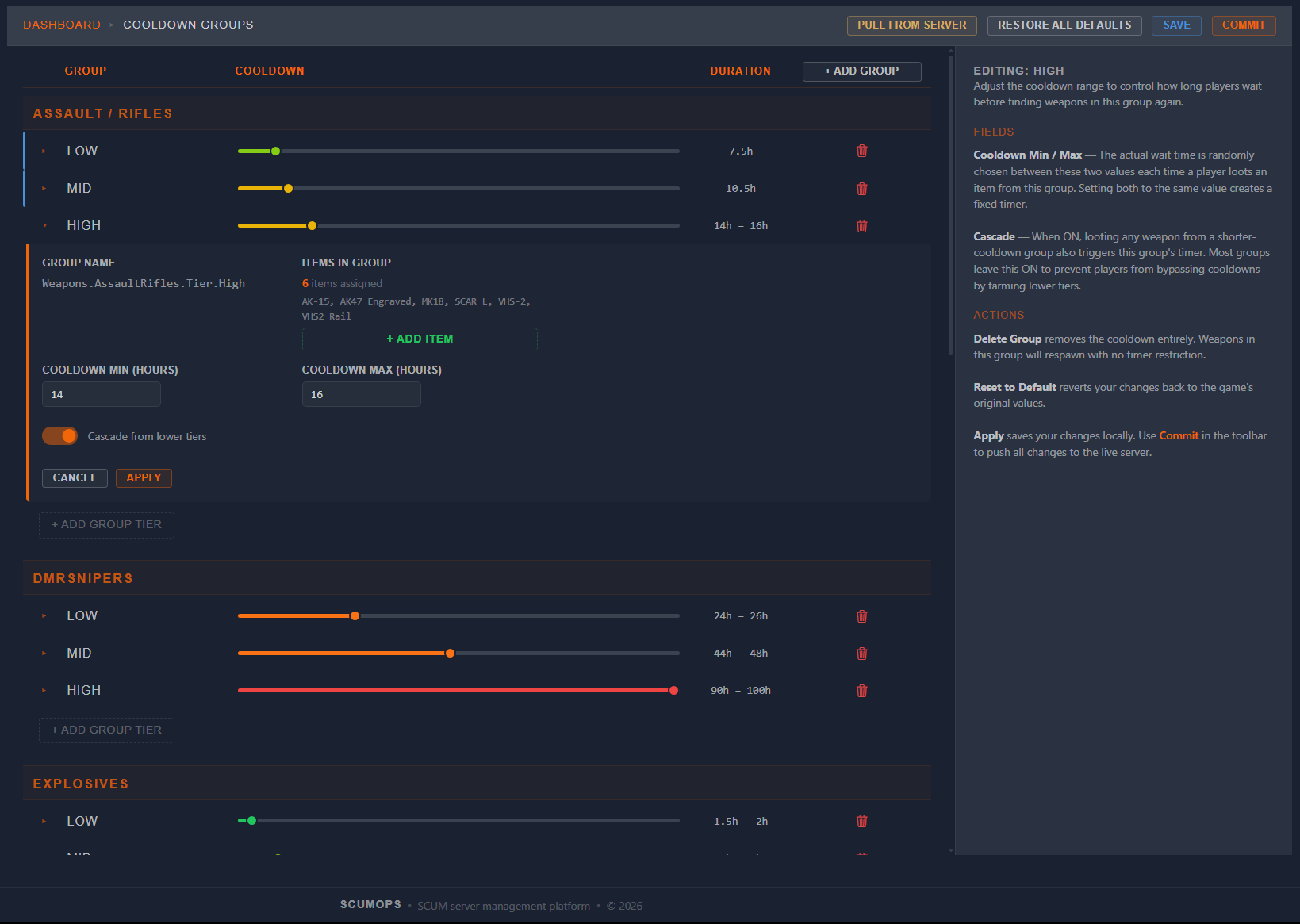 Cooldown Group Editor