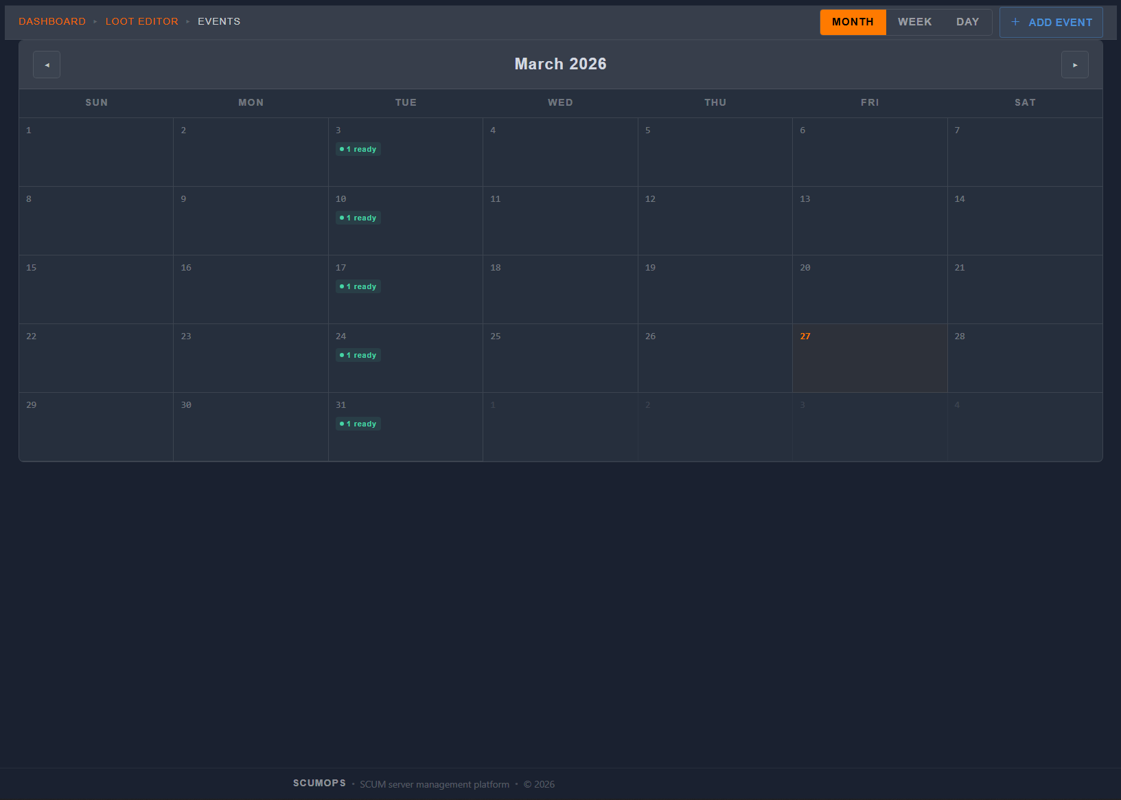 Event calendar
